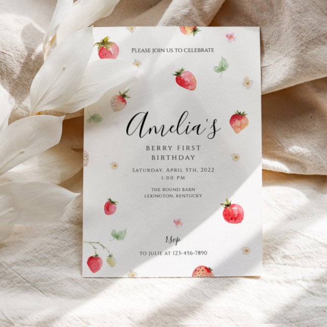 Convites Primeiro Aniversário de Morango (Criador carregado)