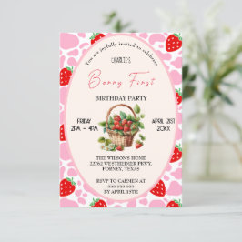 Convites Primeiro aniversario de morango Berry Primeira Fes
