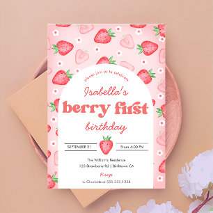 Convites Primeiro aniversario de morango Convide Berry Firs