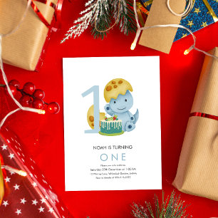 Convites Primeiro aniversario de oliva Dinossauro