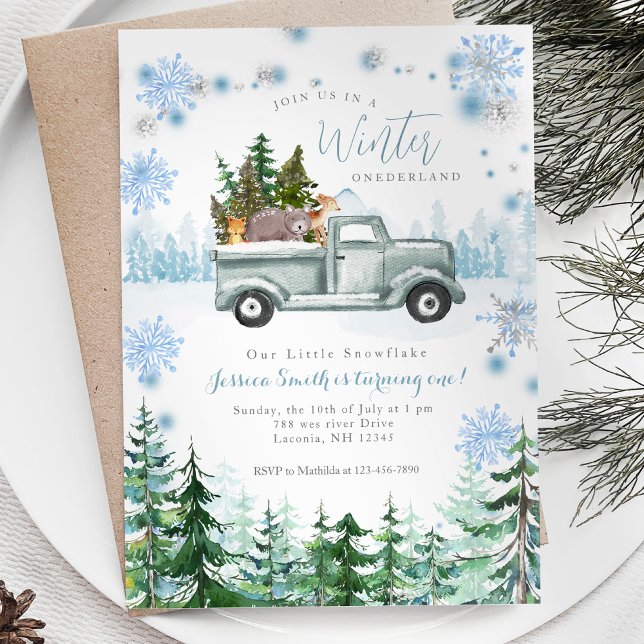 Convites Primeiro aniversario de Onederland Animal de inver (Criador carregado)