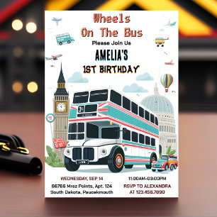 Convites Primeiro aniversario de Ônibus da Festa de Menina 