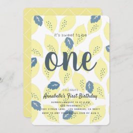 Convites Primeiro aniversario de padrão Lemon e Leaf