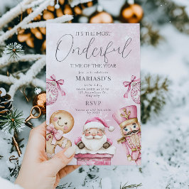 Convites primeiro aniversario de Papais noeis de Natal cor-