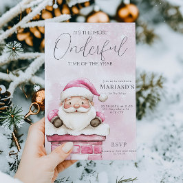 Convites primeiro aniversario de Papais noeis de Natal cor-