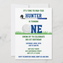 Convites Primeiro aniversario de Par-Tea de Golfe Azul e Ve