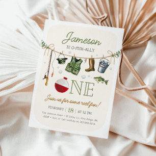 Convites Primeiro aniversario de pesca O-fish-ally One