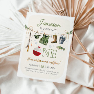 Convites Primeiro aniversario de pesca O-fish-ally One