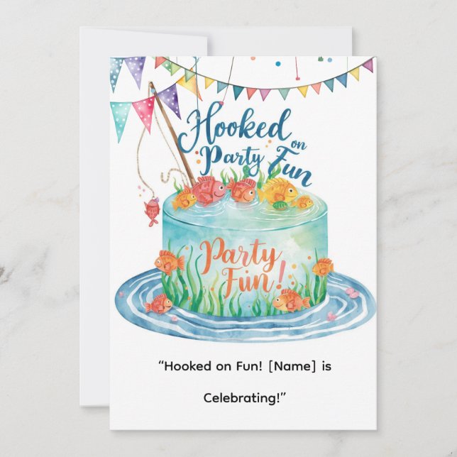 Convites Primeiro aniversario de pesca para a Festa de Pequ (Frente)