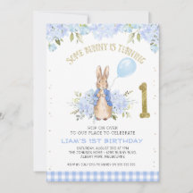 Primeiro aniversario de Peter Rabbit Floral Azul C