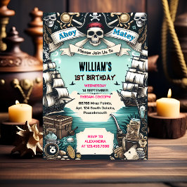 Convites Primeiro aniversario de Piratas de Sinalizador Leg