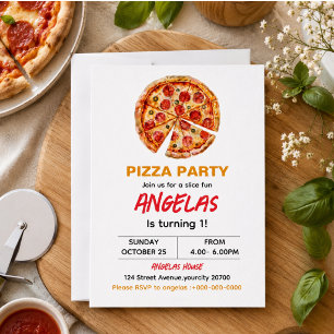 Convites Primeiro aniversario de Pizza Bebê com Fatia Moder