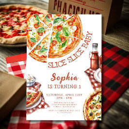 Convites Primeiro aniversario de Pizza Moderna do Bebê Slic