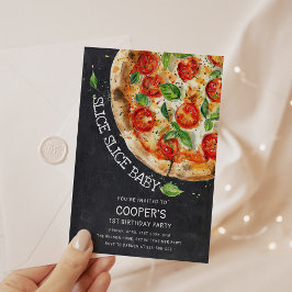 Convites Primeiro aniversario de Pizza Moderna do Bebê Slic