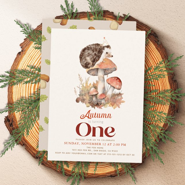 Convites Primeiro aniversario de porco de galhardete/outono (Criador carregado)