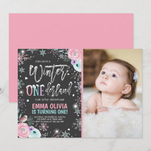 Convites Primeiro aniversario de prata rosa-rosa da oneDerl