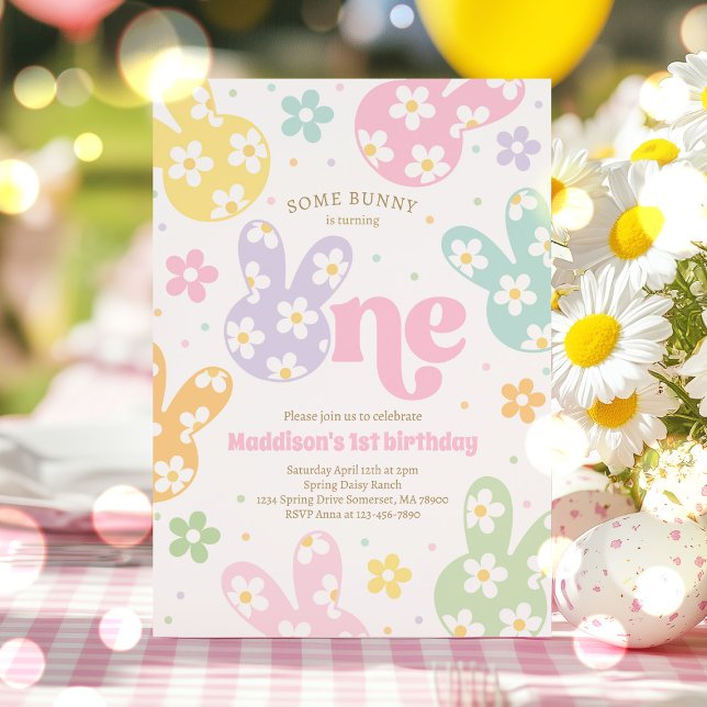 Convites Primeiro aniversario de Primavera de Pastel Floral (Criador carregado)