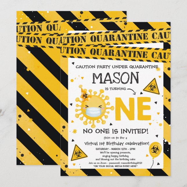 Convites primeiro aniversario de Quarentena de primeiros an (Frente/Verso)