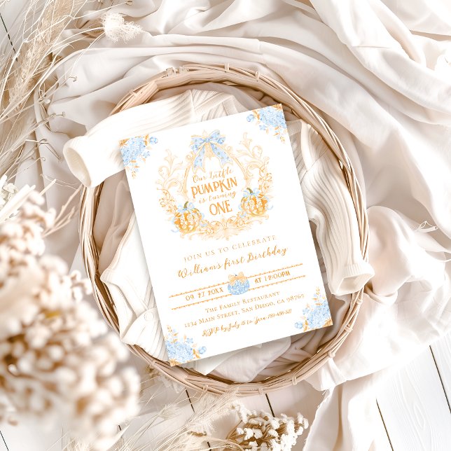 Convites Primeiro aniversario de Rapazes Elegante Pumpkin T (Criador carregado)