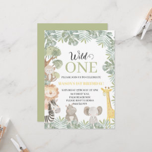 Convites Primeiro aniversario de Rapazes Safari Selvagens T