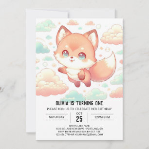 Convites Primeiro aniversario de Raposa Majestosa