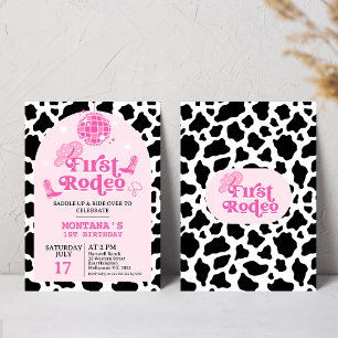 Convites Primeiro aniversario de Rodeio Moderno Retron Rosa