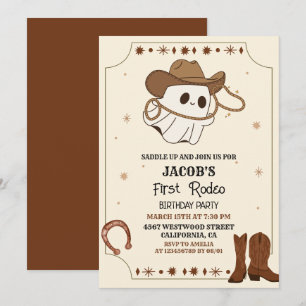 Convites Primeiro aniversário de rodeo halloween no oeste o
