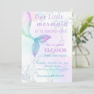 Convites Primeiro aniversario De Sereia Sob O Partido Da Se