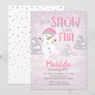 Convites Primeiro aniversario de Snowman - Chamada Rapariga