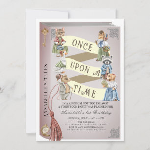 Convites Primeiro aniversario de Storybook de Vintage