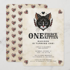 Convites Primeiro aniversario de Tatuagem Rockabilly Gato G