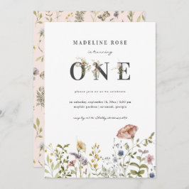 Convites Primeiro aniversario de Tema de Flor Selvagem