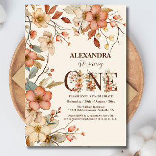 Convites Primeiro aniversario de Tema de Flor Selvagem