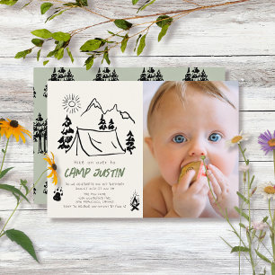 Convites Primeiro aniversario de Tent Boy desenhado à mão