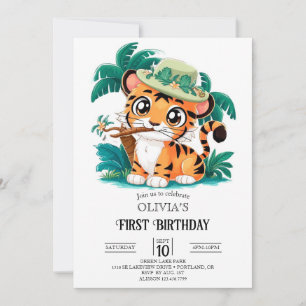 Convites Primeiro aniversario de Tigre Adorável e Cuja Chav
