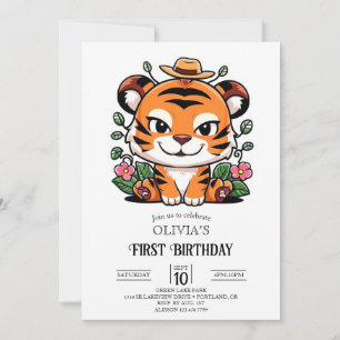 Convites Primeiro aniversario de Tigre Magia Legal Digital