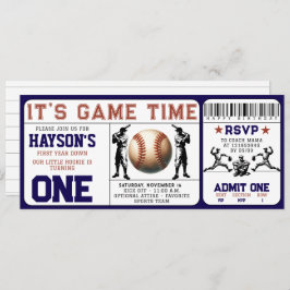Convites Primeiro aniversario de Tíquete de Baseball no Pri