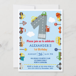 Convites Primeiro aniversario de Transporte