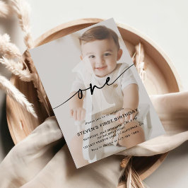 Convites Primeiro aniversário de uma foto minimalista