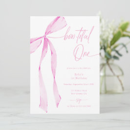 Convites Primeiro aniversario de uma Rosa claro de Aquarela