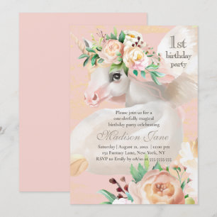 Convites primeiro aniversario de Unicórnio Floral Girassol