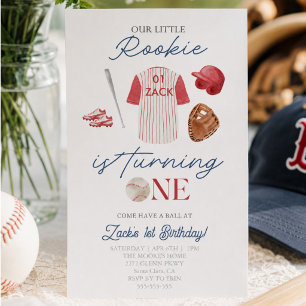 Convites Primeiro aniversario de Uniformes Rookie Baseball 