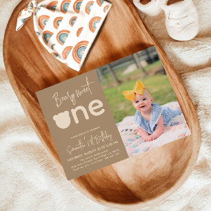 Convites Primeiro aniversario de ursinho moderno minimalist