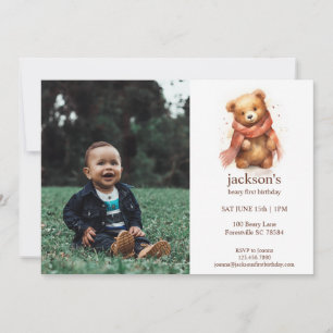 Convites Primeiro aniversario de Urso Bebê Cónico