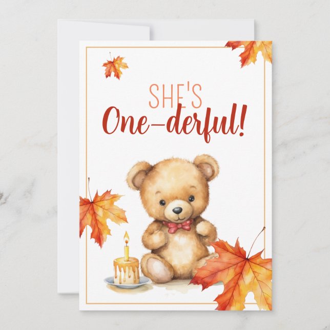 Convites Primeiro aniversario de Urso Branco e Castanho (Frente)
