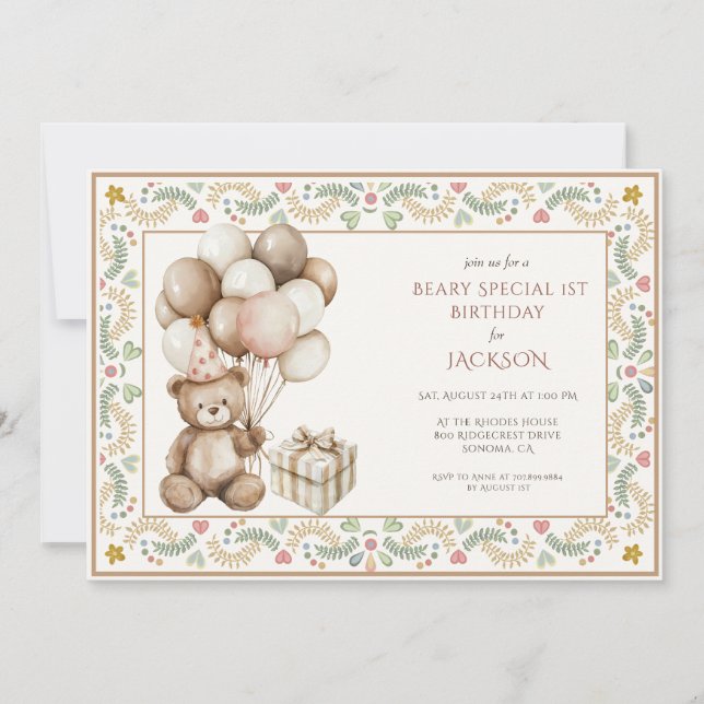 Convites Primeiro aniversario de Urso de Corte (Frente)