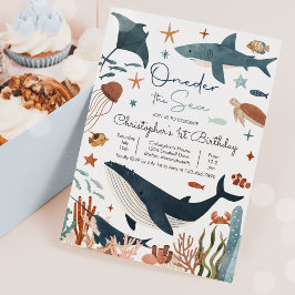 Convites Primeiro aniversario de vida no mar do tubarão bal