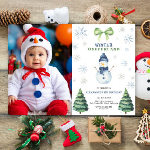 Convites Primeiro aniversario de Winter Onederland Snowman