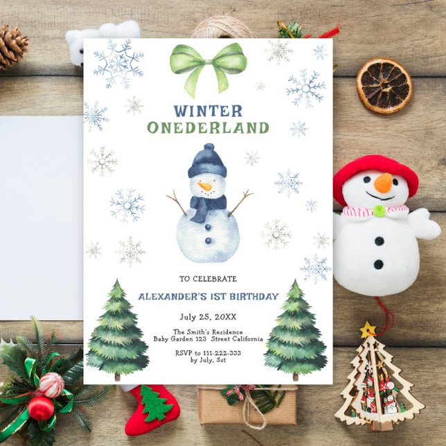 Convites Primeiro aniversario de Winter Onederland Snowman (Criador carregado)