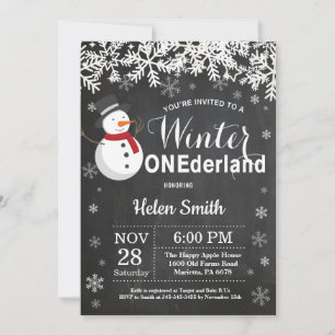 Convites Primeiro aniversario de Winter Onederland Snowman